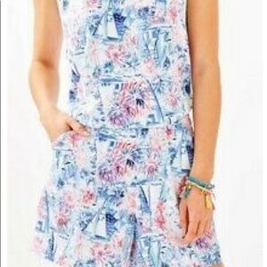 Lilly Pulitzer Lala Romper Sea to Shining Sea print